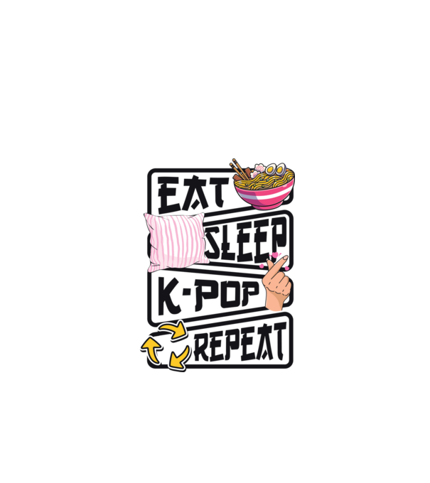 K-POP EAT SLEEP model alb pe tricou