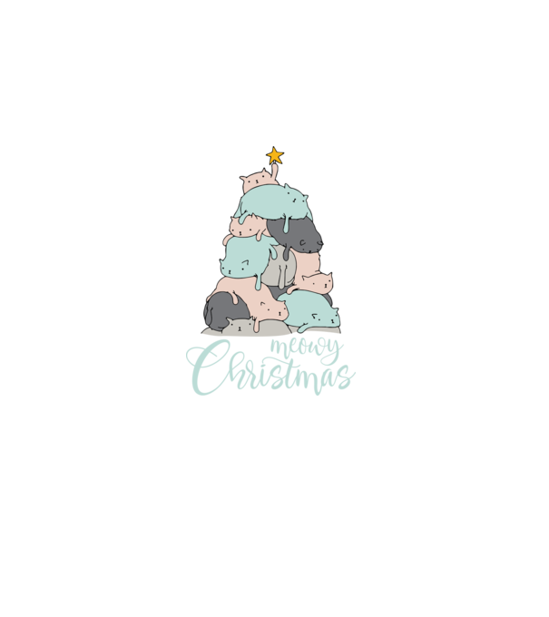 Meowy Christmas model negru pe tricou