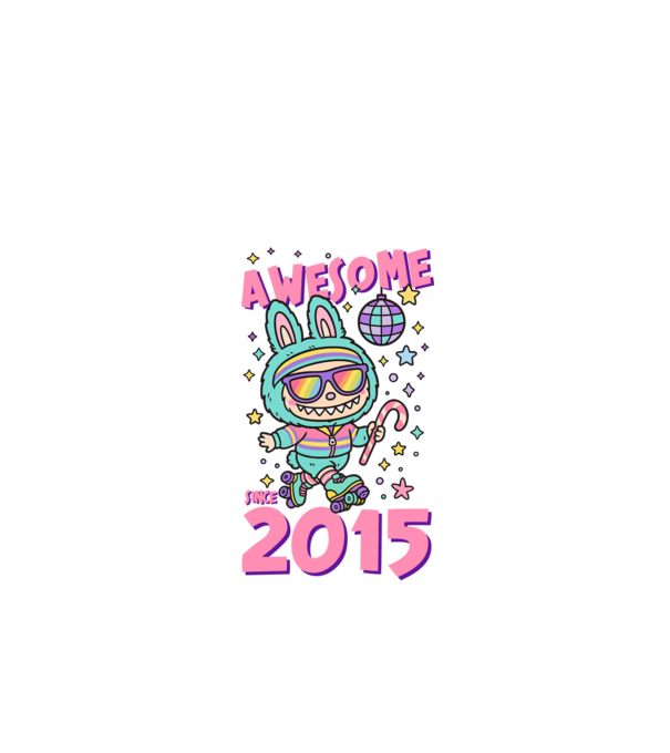 Awesome since 2015 - Labubu model negru pe tricou