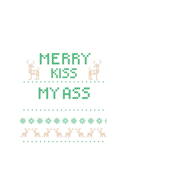 Merry kiss my ass ugly sweater model negru pe tricou