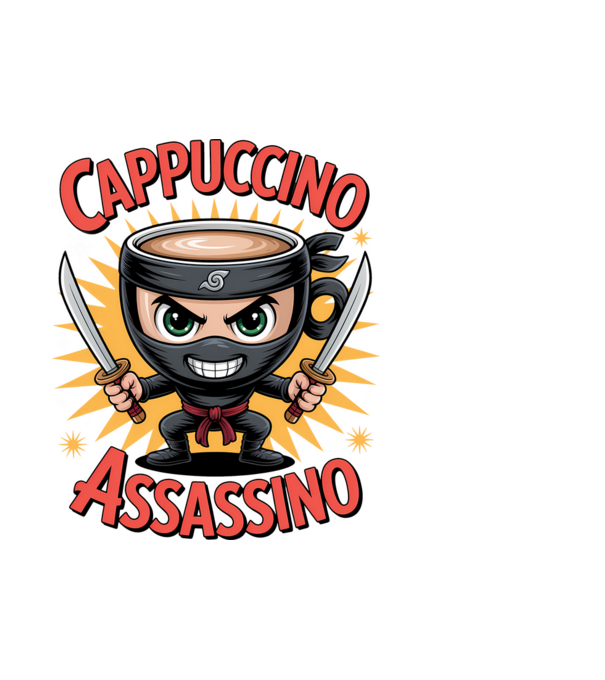 Cappuccino Assasino model alb pe tricou