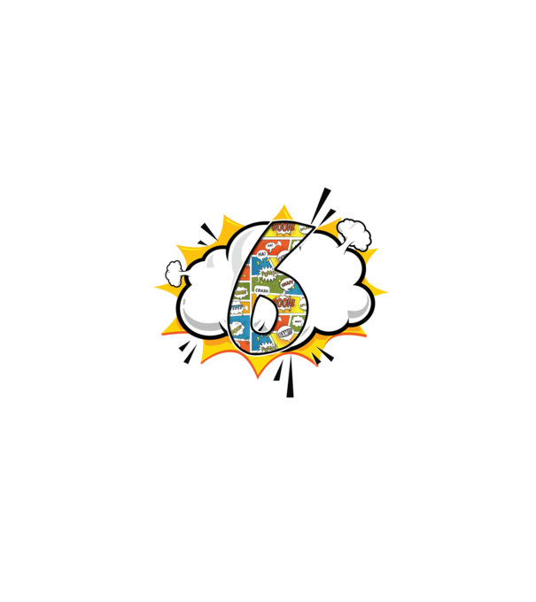 Birthday Comic Number 6 model alb pe tricou