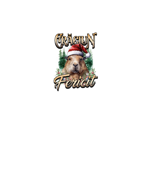 Capybara christmas model negru pe tricou