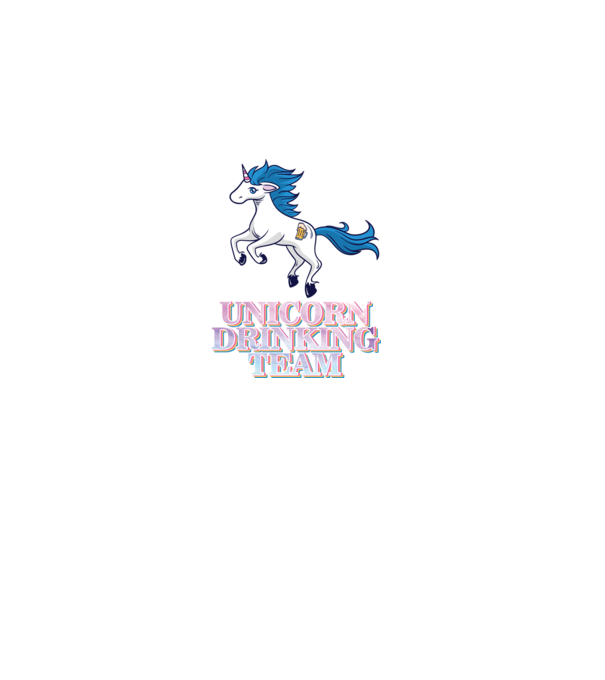Unicorn drinking team model alb pe tricou