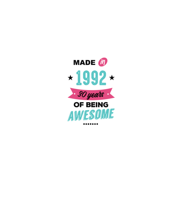 MADE in 1992 model alb pe tricou