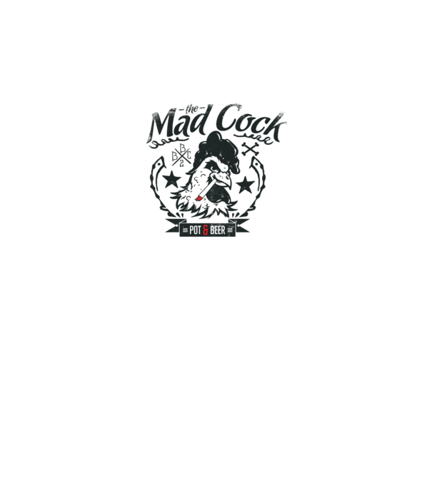 The Mad Cock model alb pe tricou