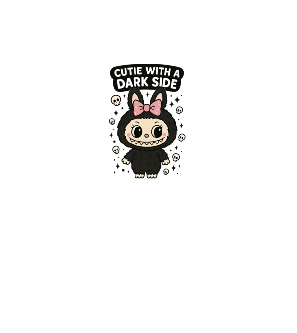 Cutie with a dark side model alb pe tricou
