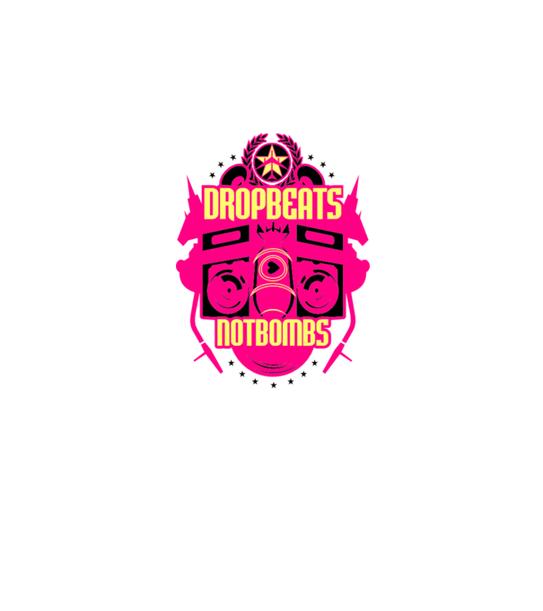 Drop Beats Not Bombs model alb pe tricou