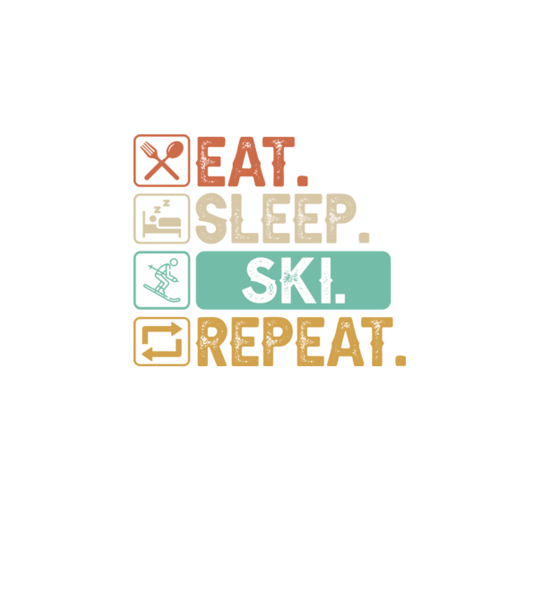 Eat Sleep SKI Repeat model negru pe tricou