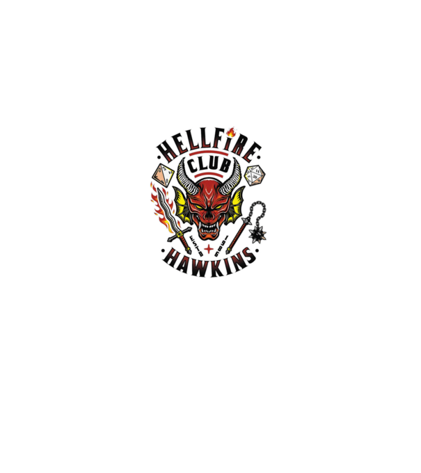 hellfire club hawkins model alb pe tricou