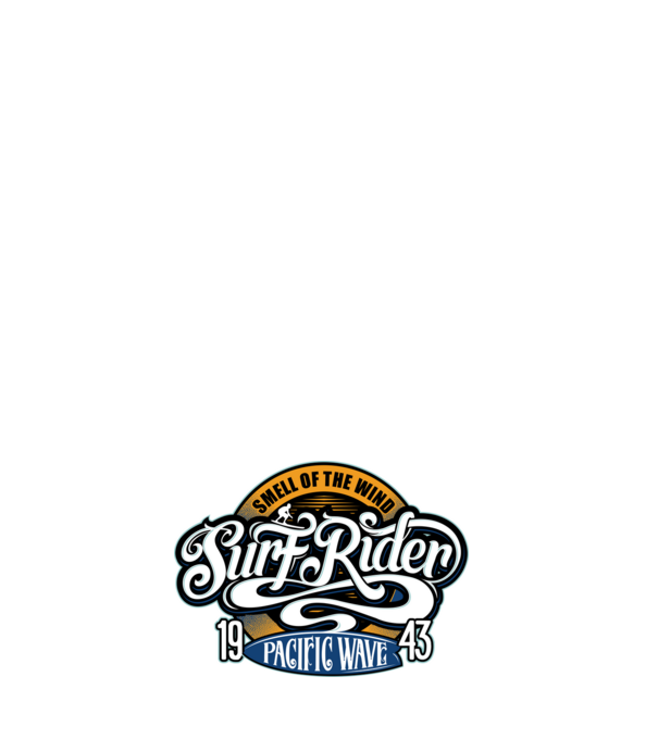 Surf Rider model negru pe tricou