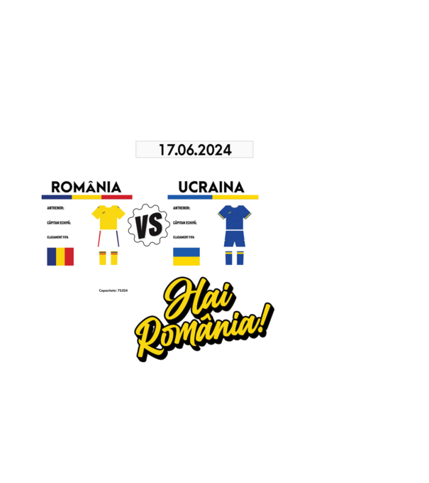 ROU-UKR euro 2024 calendar model alb pe tricou