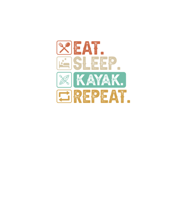 Eat Sleep Kayak model negru pe tricou