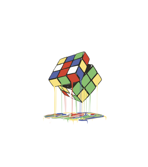 Melting Rubik cube model negru pe tricou