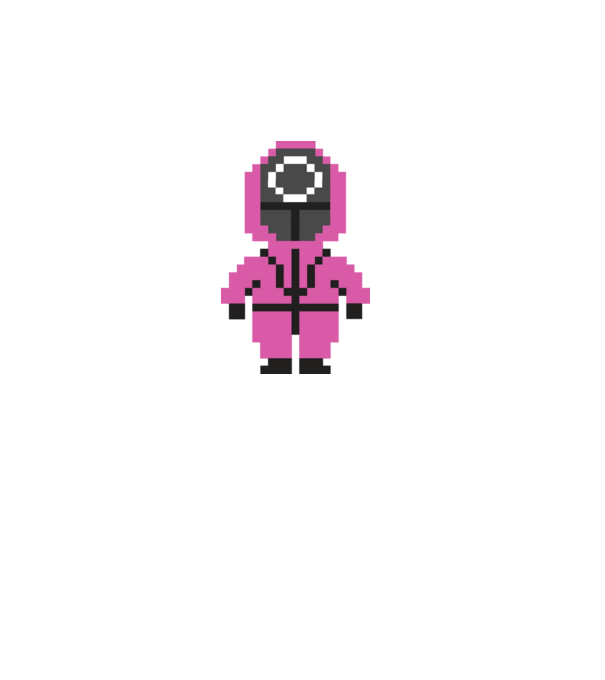 squid game pixel model negru pe tricou
