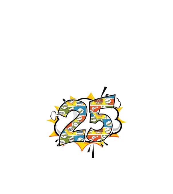 Birthday Comic Number 25 model albastru închis pe tricou