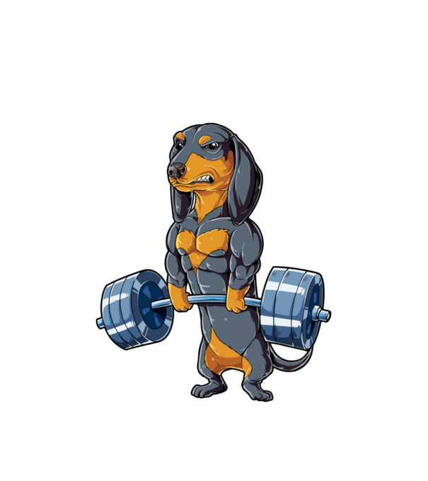 Gym teckel model alb pe tricou