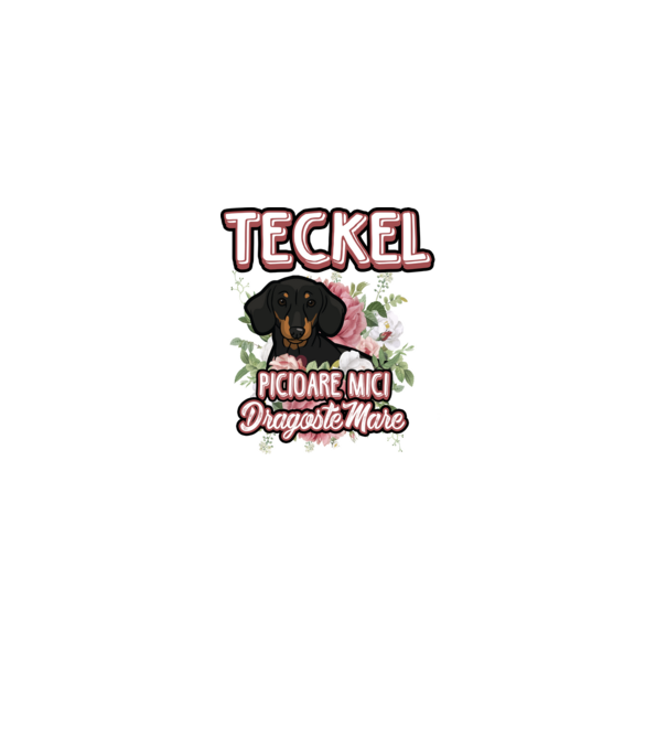 teckel : picioare mici dragoste mare model alb pe tricou