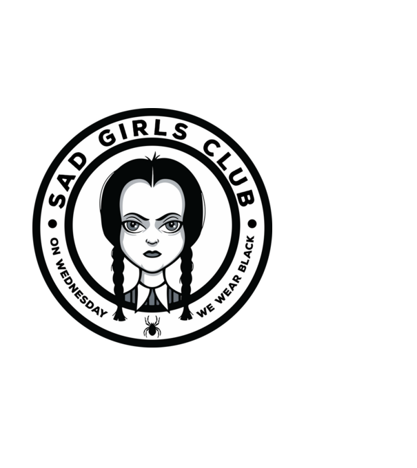WEDNESDAY Sad Girls Club model negru pe tricou