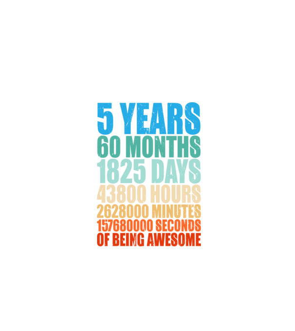 5 years of being awesome model negru pe tricou