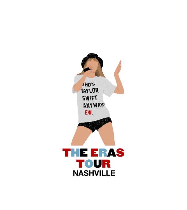Taylor Swift The Eras Tour Nashville 2 model alb pe tricou