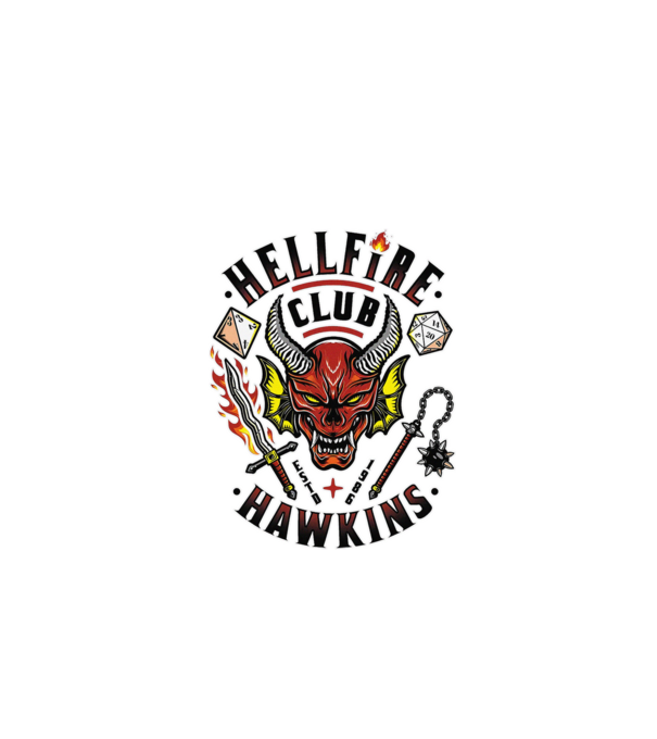 hellfire club hawkins model alb pe tricou