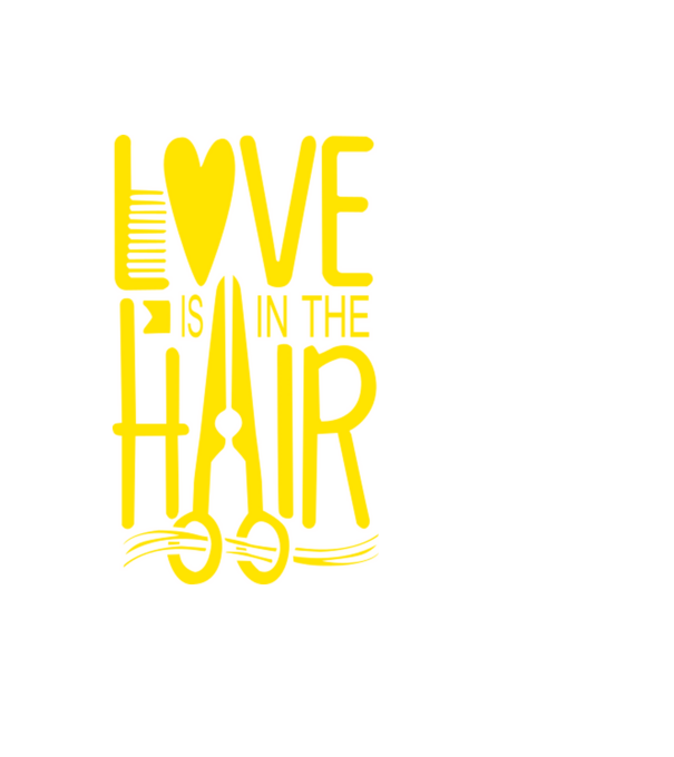 Love is in the hair model negru pe tricou