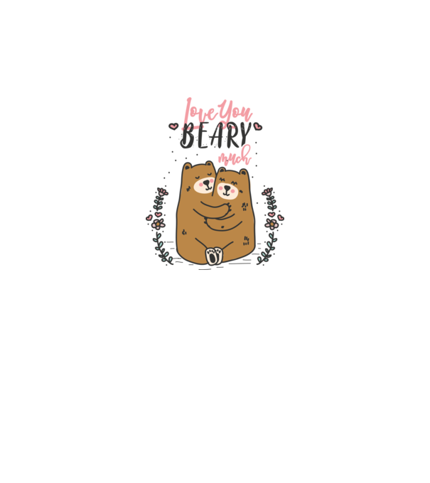 LoveU BEARY much model alb pe tricou