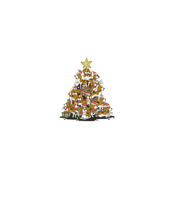 beagle christmas tree model negru pe tricou