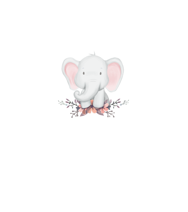 Elefant cu flori model alb pe tricou