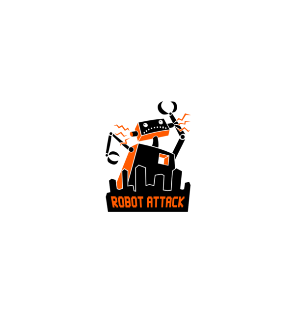 Robot Attack model alb pe tricou