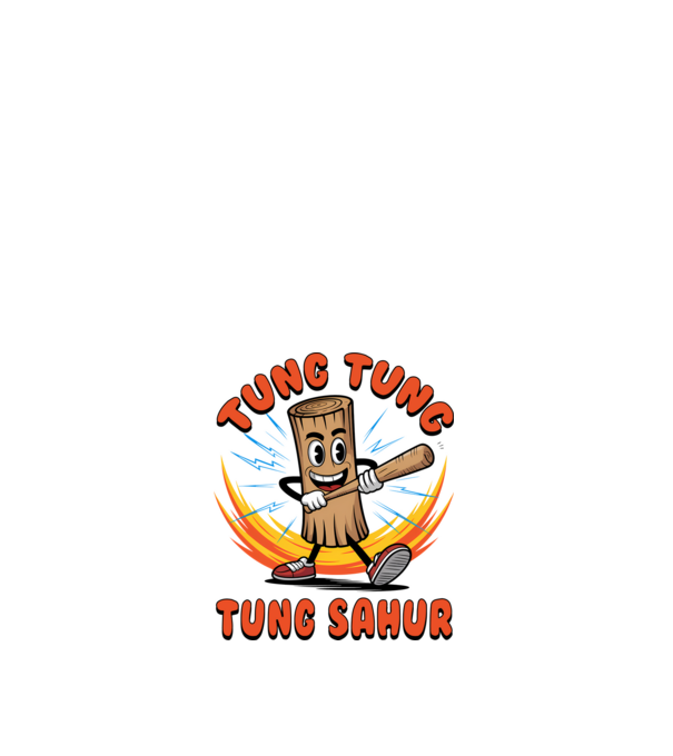 Tung Tung Tung Sahur drăguț model alb pe tricou