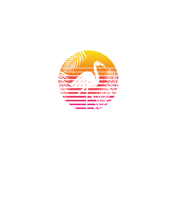 Retro flamingo sunset model negru pe tricou