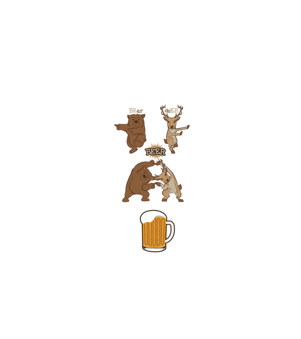 Bear deer beer model alb pe tricou