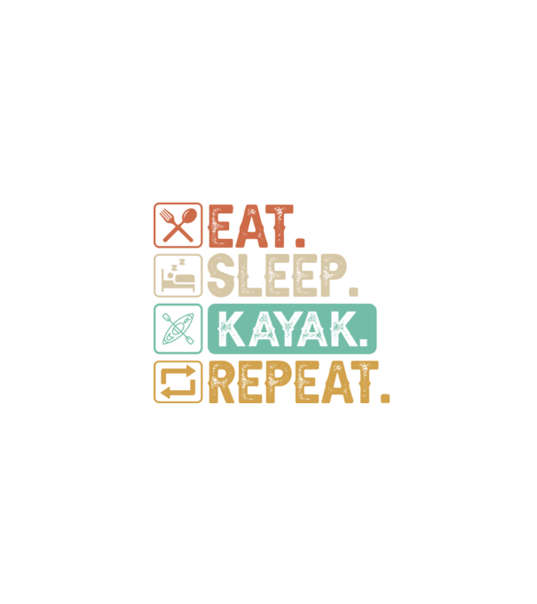 Eat Sleep Kayak model negru pe tricou