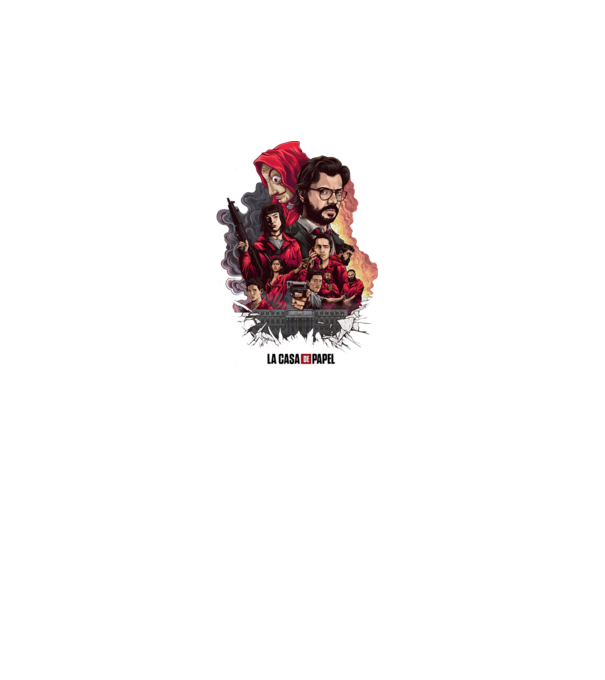 la casa de papel poster theme model alb pe tricou