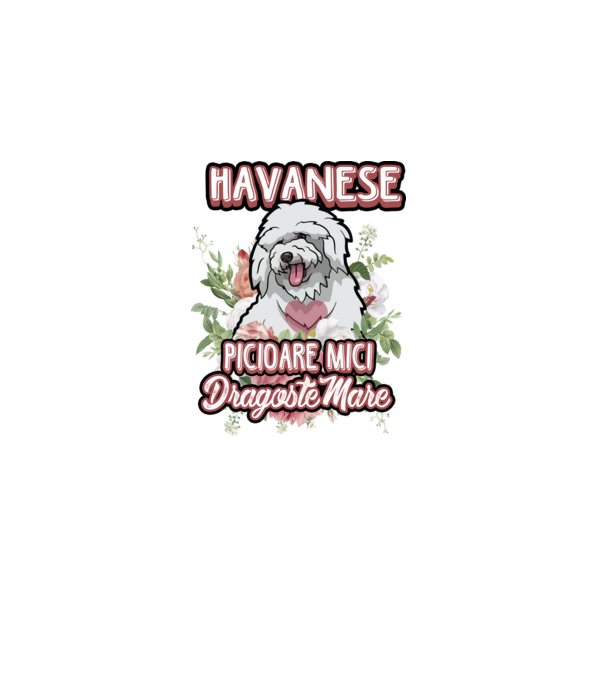 havanese : picioare mici dragoste mare model alb pe tricou