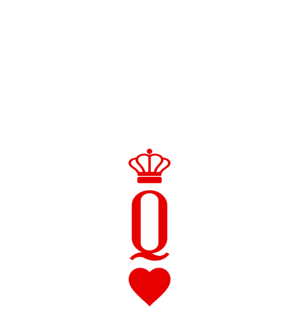 Playin gcards Queen of hearts model alb pe tricou