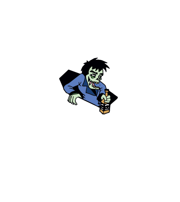 Drunk Zombie model alb pe tricou
