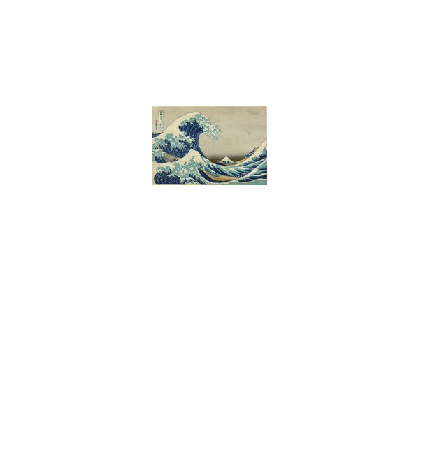 Great Wave of Kanagawa mască model alb pe tricou