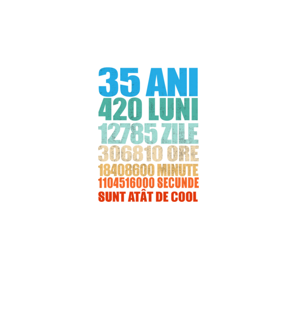 De 35 ani - luni - zile - ore - minute - secunde - sunt atât de cool model negru pe tricou