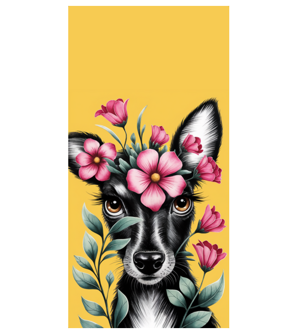 Floral deer model alb pe tricou