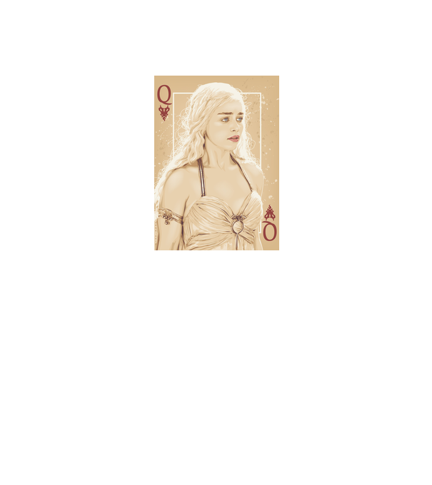 Queen Card model alb pe tricou
