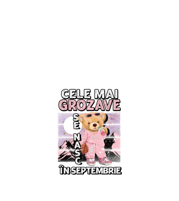RETRO teddy fetişcană SEPTEMBRIE model negru pe tricou