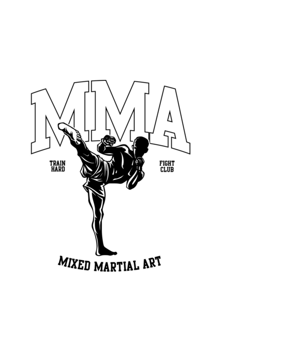MMA model alb pe tricou