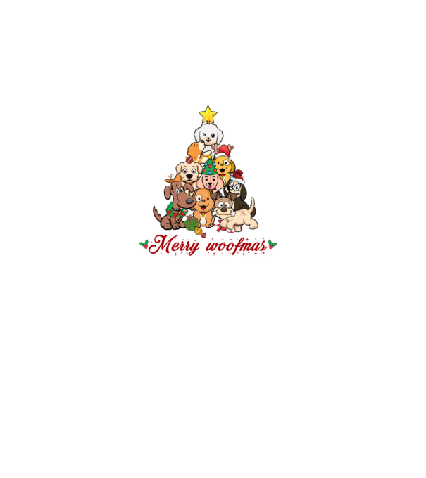 Merry woofmas model negru pe tricou