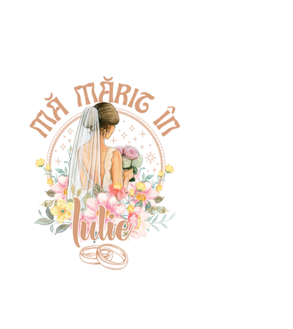 mă mărit - în iulie model alb pe tricou