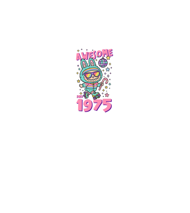 Awesome since 1975 - Labubu model negru pe tricou