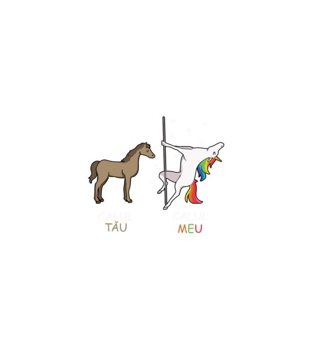 calul tău - calul meu model negru pe tricou