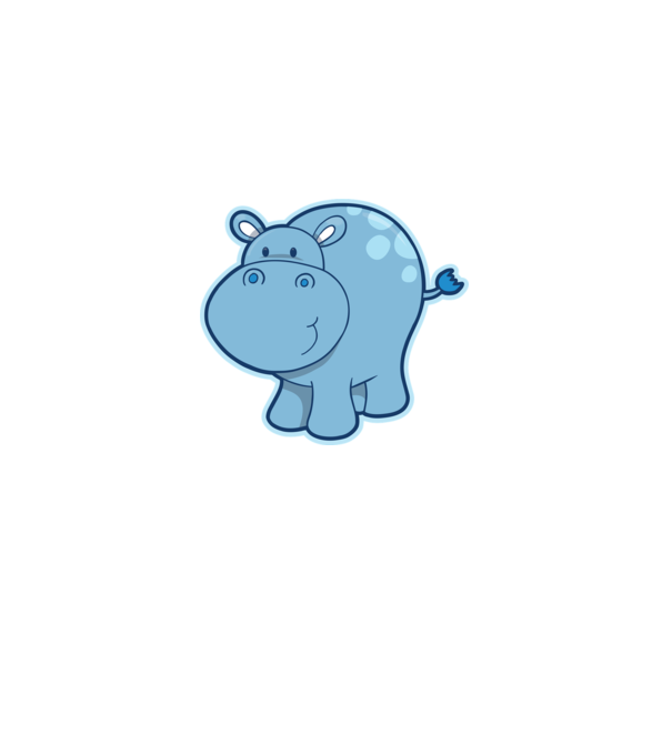 Cartoon hippo model negru pe tricou